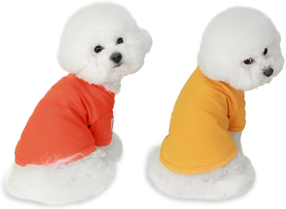Dog Shirts Breathable Cotton Dog Clothes Stretchy T-Shirt for Small Medium Large Dogs Cat Shirt Soft Puppy Outfit Kitten Apparel Pet Pullover Tee Blank Sweatshirt 2-Pack Yellow & Orange 2XL