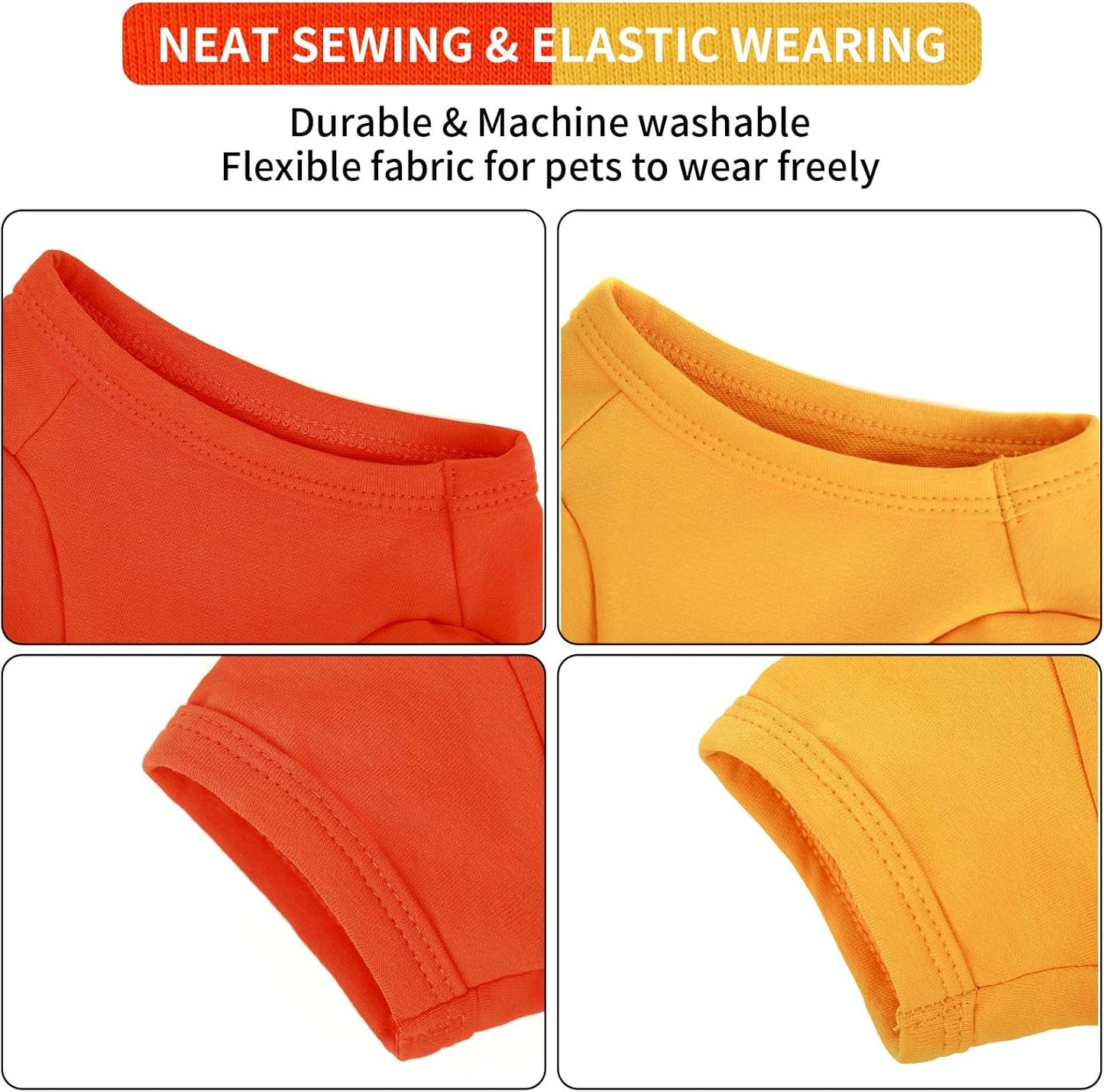 Dog Shirts Breathable Cotton Dog Clothes Stretchy T-Shirt for Small Medium Large Dogs Cat Shirt Soft Puppy Outfit Kitten Apparel Pet Pullover Tee Blank Sweatshirt 2-Pack Yellow & Orange 2XL