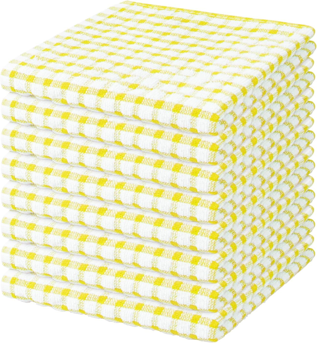 8 Pcs Kitchen Dish Rags,100% Cotton Kitchen Towels Soft Absorbent Quick Drying Dish Cloths for Washing Dishes,Cleaning rags-11 x 11In Yellow