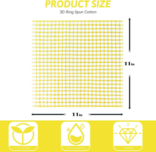 8 Pcs Kitchen Dish Rags,100% Cotton Kitchen Towels Soft Absorbent Quick Drying Dish Cloths for Washing Dishes,Cleaning rags-11 x 11In Yellow