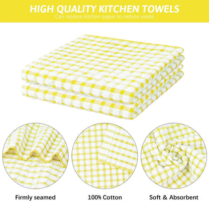 8 Pcs Kitchen Dish Rags,100% Cotton Kitchen Towels Soft Absorbent Quick Drying Dish Cloths for Washing Dishes,Cleaning rags-11 x 11In Yellow