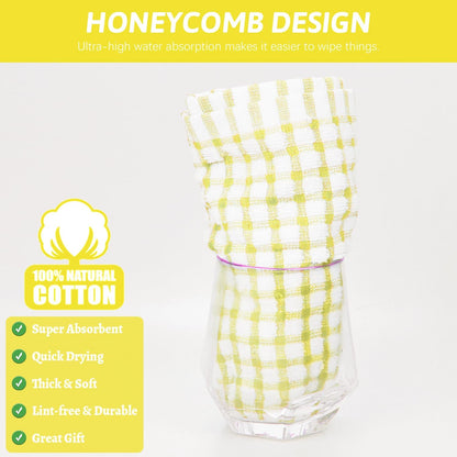 8 Pcs Kitchen Dish Rags,100% Cotton Kitchen Towels Soft Absorbent Quick Drying Dish Cloths for Washing Dishes,Cleaning rags-11 x 11In Yellow