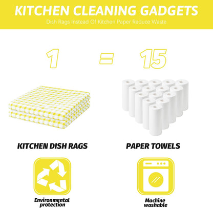 8 Pcs Kitchen Dish Rags,100% Cotton Kitchen Towels Soft Absorbent Quick Drying Dish Cloths for Washing Dishes,Cleaning rags-11 x 11In Yellow