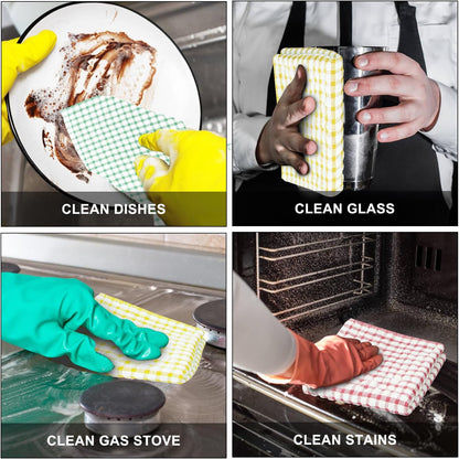 8 Pcs Kitchen Dish Rags,100% Cotton Kitchen Towels Soft Absorbent Quick Drying Dish Cloths for Washing Dishes,Cleaning rags-11 x 11In Yellow