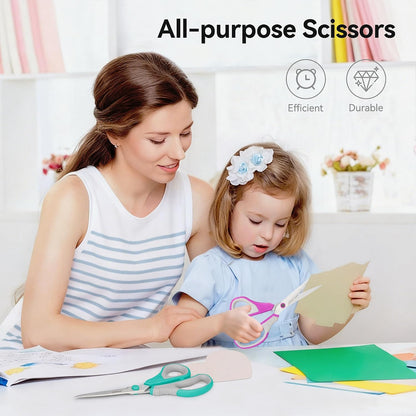 8.5" Scissors All Purpose 3 Pack Heavy Duty for Office School Fabric | Ultra Sharp 2.5mm Thick Stainless Blade, Ergonomic Comfort Grip, Left & Right Handed Classroom Must-Have Cutting General Use