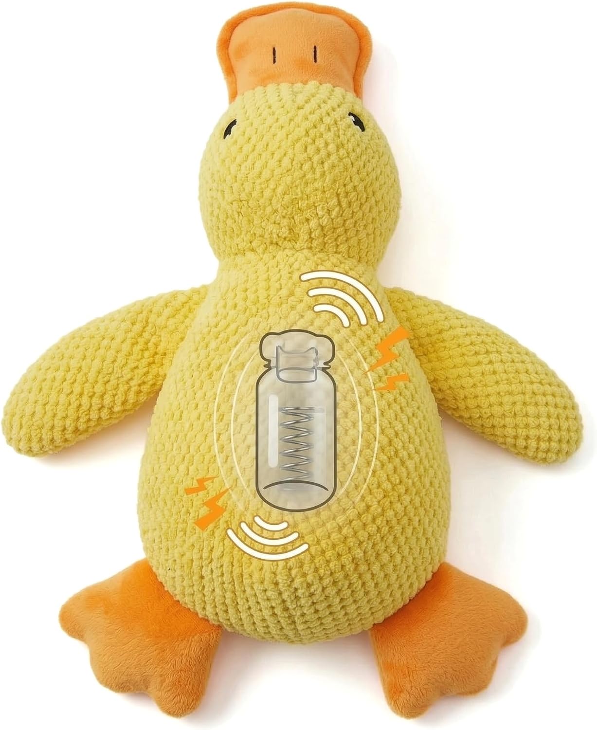 Squeaky Dog Toy Duck,Funny Dog Toy for Dogs(Yellow,Medium) | Mellow Pineapple Textured Plush Duck with Quack Sound, Anxiety Relief & Calming Toy for Large Dogs and Medium Dogs