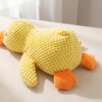 Squeaky Dog Toy Duck,Funny Dog Toy for Dogs(Yellow,Medium) | Mellow Pineapple Textured Plush Duck with Quack Sound, Anxiety Relief & Calming Toy for Large Dogs and Medium Dogs