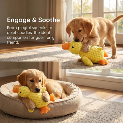 Squeaky Dog Toy Duck,Funny Dog Toy for Dogs(Yellow,Medium) | Mellow Pineapple Textured Plush Duck with Quack Sound, Anxiety Relief & Calming Toy for Large Dogs and Medium Dogs
