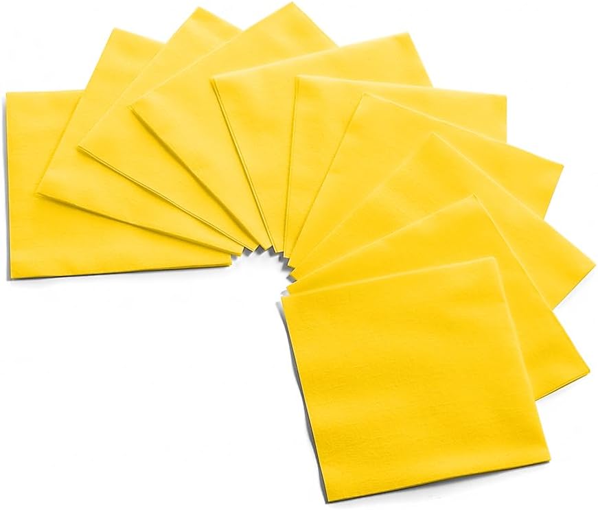 Disposable Yellow Cocktail Napkins Paper - 4" x 4" High-End Linen-Like Beverage Party Square Paper Napkin Pack for Bar, Cafe, Restaurant, Christmas, Birthday, Wedding, Baby Shower - 100 Count