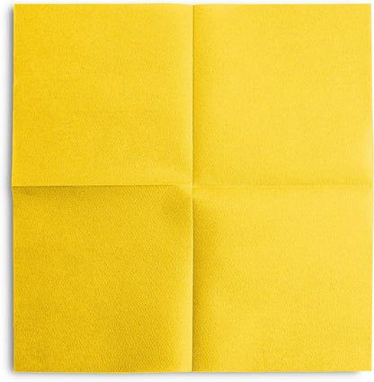 Disposable Yellow Cocktail Napkins Paper - 4" x 4" High-End Linen-Like Beverage Party Square Paper Napkin Pack for Bar, Cafe, Restaurant, Christmas, Birthday, Wedding, Baby Shower - 100 Count