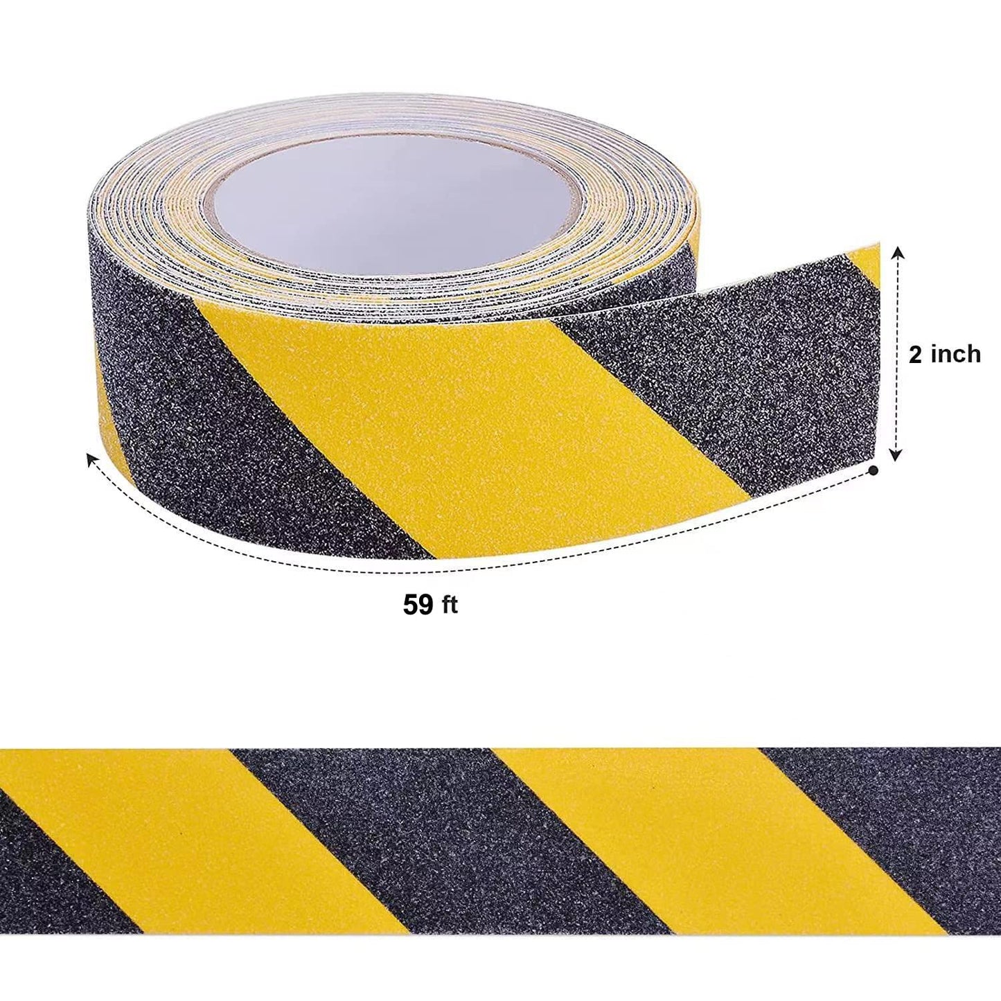 Anti Slip Tape, Waterproof Self Adhesive Yellow/Black 2"x33Ft Grip Tape | High Visibility Safety Warning Tape, High Traction Wear Resistant for Stairs, Walkways, Ramps & Industrial Areas