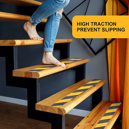 Anti Slip Tape, Waterproof Self Adhesive Yellow/Black 2"x33Ft Grip Tape | High Visibility Safety Warning Tape, High Traction Wear Resistant for Stairs, Walkways, Ramps & Industrial Areas