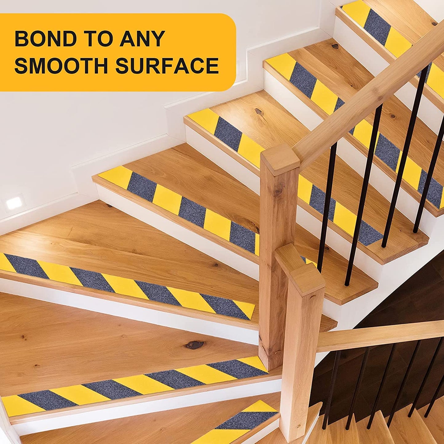 Anti Slip Tape, Waterproof Self Adhesive Yellow/Black 2"x33Ft Grip Tape | High Visibility Safety Warning Tape, High Traction Wear Resistant for Stairs, Walkways, Ramps & Industrial Areas