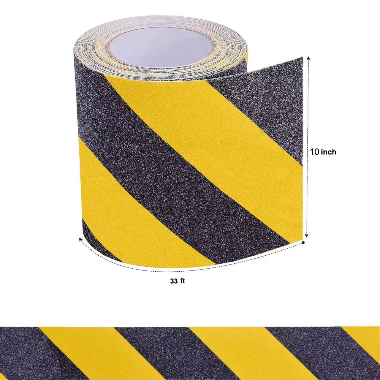 Anti Slip Tape, Waterproof Self Adhesive Yellow/Black 2"x33Ft Grip Tape | High Visibility Safety Warning Tape, High Traction Wear Resistant for Stairs, Walkways, Ramps & Industrial Areas