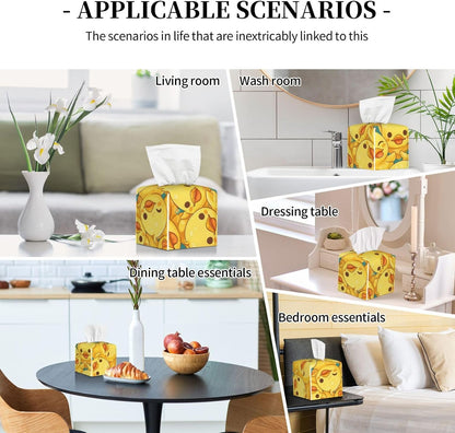 Funny Cute Cartoon Little Yellow Duck Square Tissue Box Cover | Leather Waterproof Durable