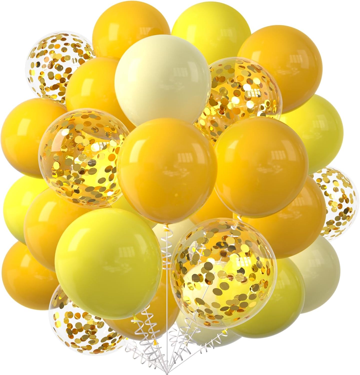 Yellow and Metallic Gold Balloons, 60 Pcs 12 Inch Gold Confetti Latex Balloons for Baby Shower Birthday Bridal Shower Wedding Party Decorations