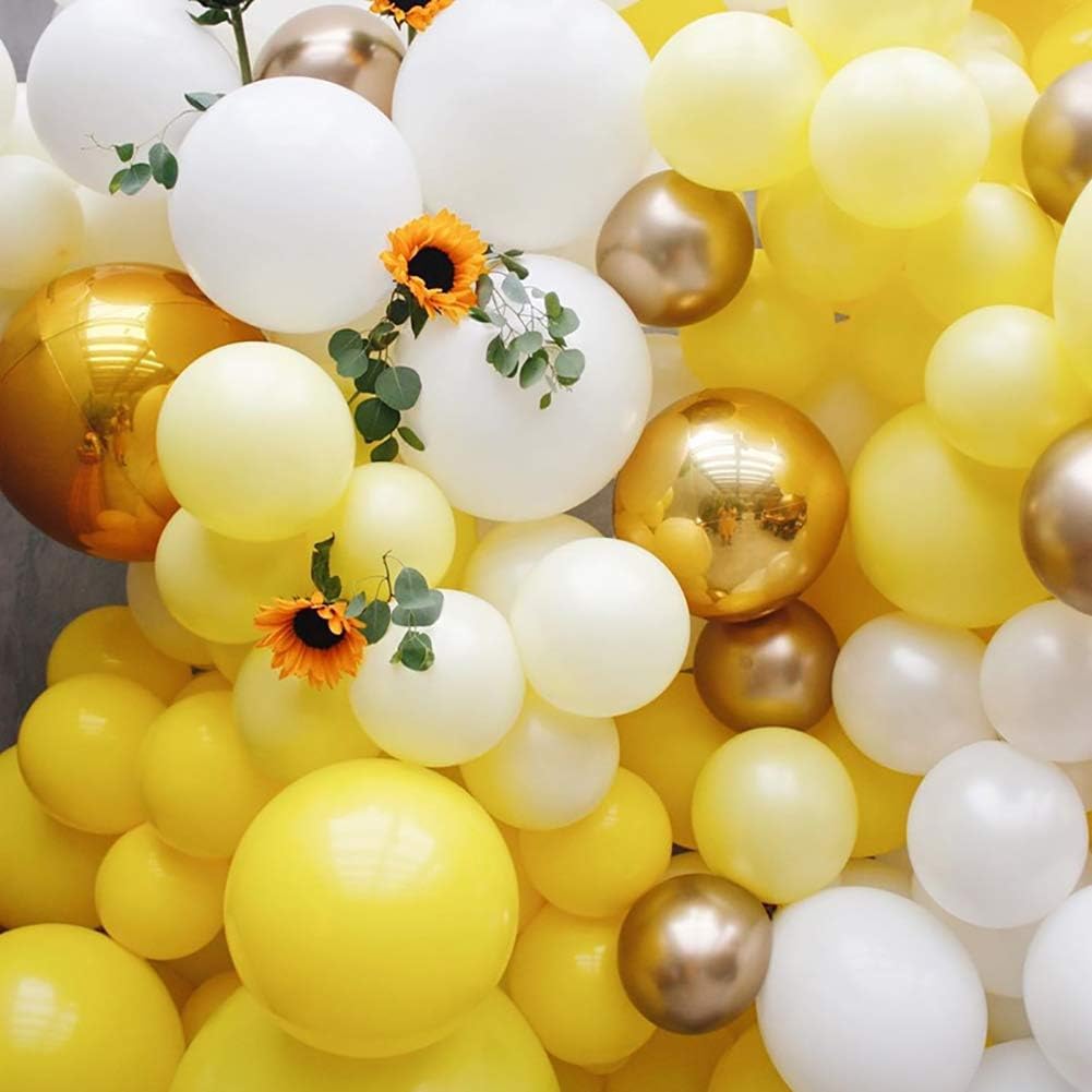Yellow and Metallic Gold Balloons, 60 Pcs 12 Inch Gold Confetti Latex Balloons for Baby Shower Birthday Bridal Shower Wedding Party Decorations