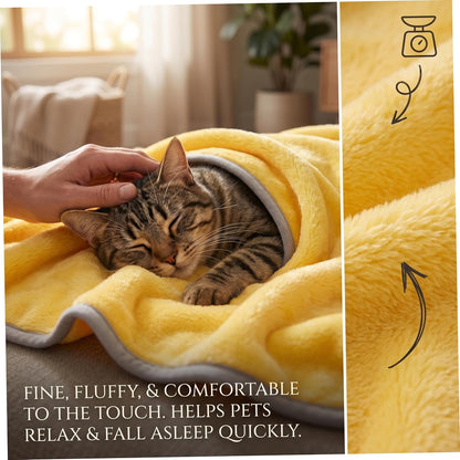 Yellow Dog Blanket, Calming Yellow Dog Blanket - Double-Layer Warm, Soft Pet Mat for Dogs & Cats, Macaron, 27.56x19.69 Inch