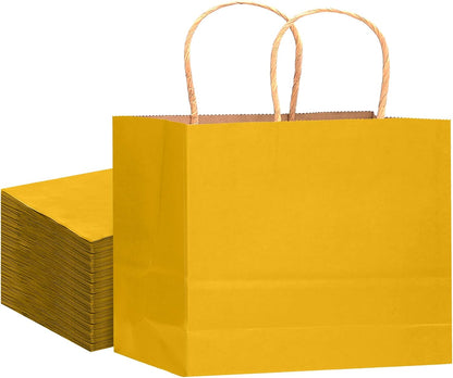 13"x4.5"x10" Large Gift Bag with Handles Bulk 32PCS Gift Paper Bags Yellow Bags Multiple Uses (Wide Large)