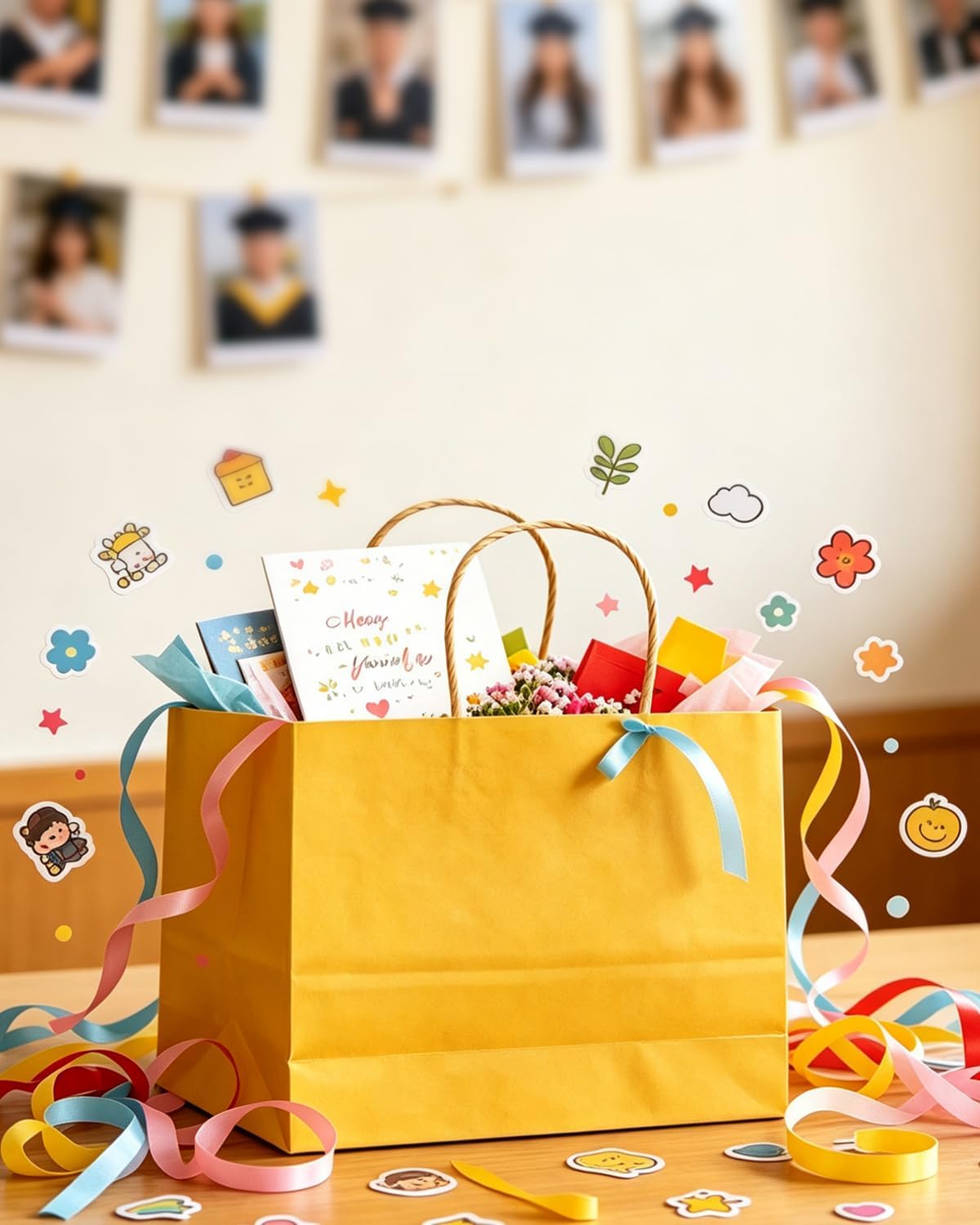 13"x4.5"x10" Large Gift Bag with Handles Bulk 32PCS Gift Paper Bags Yellow Bags Multiple Uses (Wide Large)
