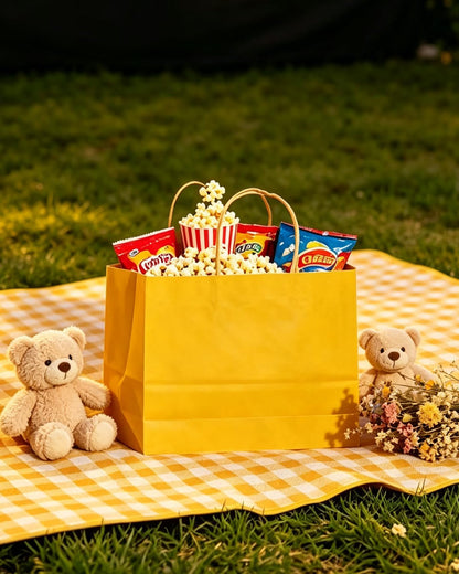 13"x4.5"x10" Large Gift Bag with Handles Bulk 32PCS Gift Paper Bags Yellow Bags Multiple Uses (Wide Large)