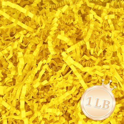 1 LB Lemon Yellow Crinkle Cut Paper Shred Filler Great for Gift Wrapping, Lemon Yellow Basket Fillers, Birthday, Gift Wrapping, Halloween Thanksgiving Christmas Party Decor Filling Supplies