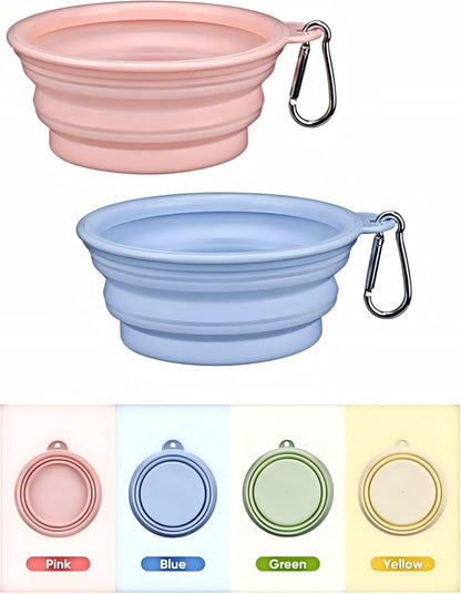 2-Pack Portable Dog Bowls, 12OZ Collapsible Dog& Cat Travel Bowl with Hook | BPA-Free Leak-Proof Collapsible Dog Water Bowl for Small Medium Pets, Travel, Camping Daily Indoor&Outdoor Essentials