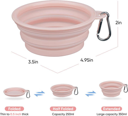 2-Pack Portable Dog Bowls, 12OZ Collapsible Dog& Cat Travel Bowl with Hook | BPA-Free Leak-Proof Collapsible Dog Water Bowl for Small Medium Pets, Travel, Camping Daily Indoor&Outdoor Essentials