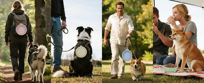 2-Pack Portable Dog Bowls, 12OZ Collapsible Dog& Cat Travel Bowl with Hook | BPA-Free Leak-Proof Collapsible Dog Water Bowl for Small Medium Pets, Travel, Camping Daily Indoor&Outdoor Essentials