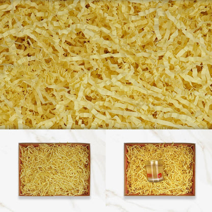 4oz Yellow Crinkle Paper Filler for Gift Wrapping, Ideal for Gift Boxes, Baskets, and Crafts