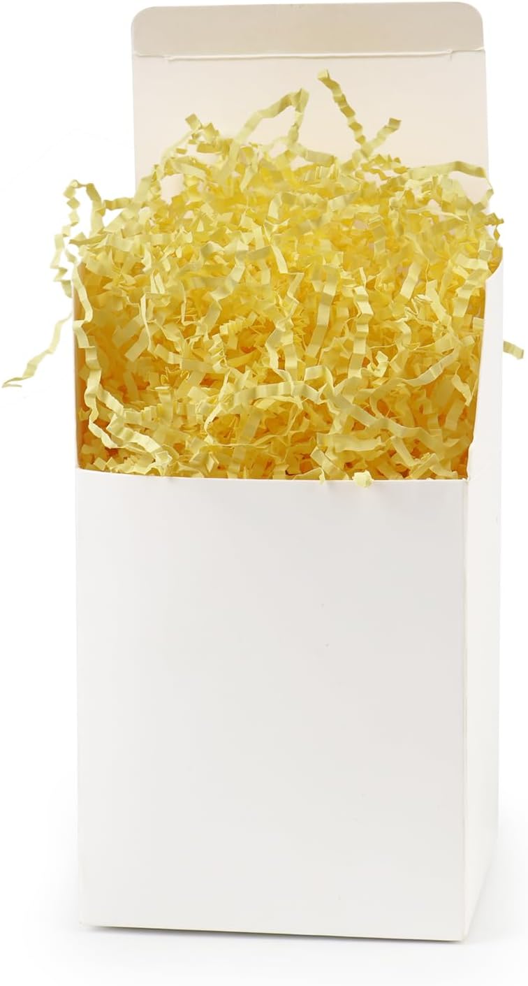 4oz Yellow Crinkle Paper Filler for Gift Wrapping, Ideal for Gift Boxes, Baskets, and Crafts
