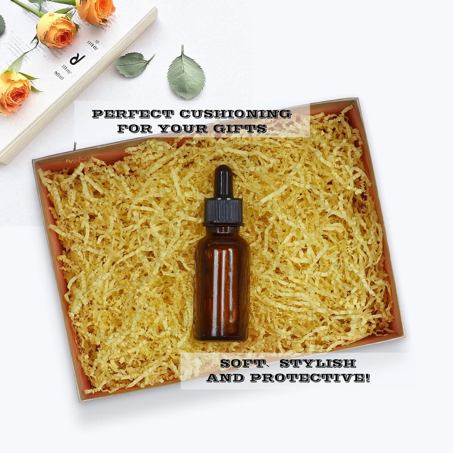4oz Yellow Crinkle Paper Filler for Gift Wrapping, Ideal for Gift Boxes, Baskets, and Crafts