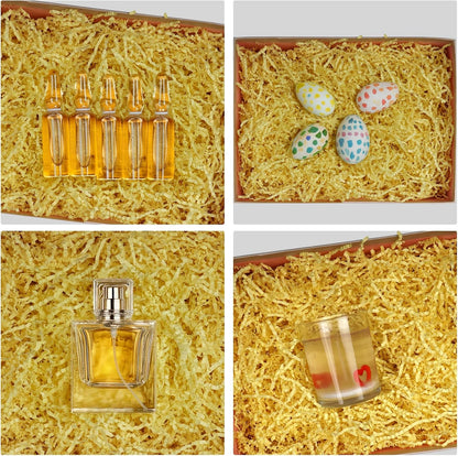4oz Yellow Crinkle Paper Filler for Gift Wrapping, Ideal for Gift Boxes, Baskets, and Crafts