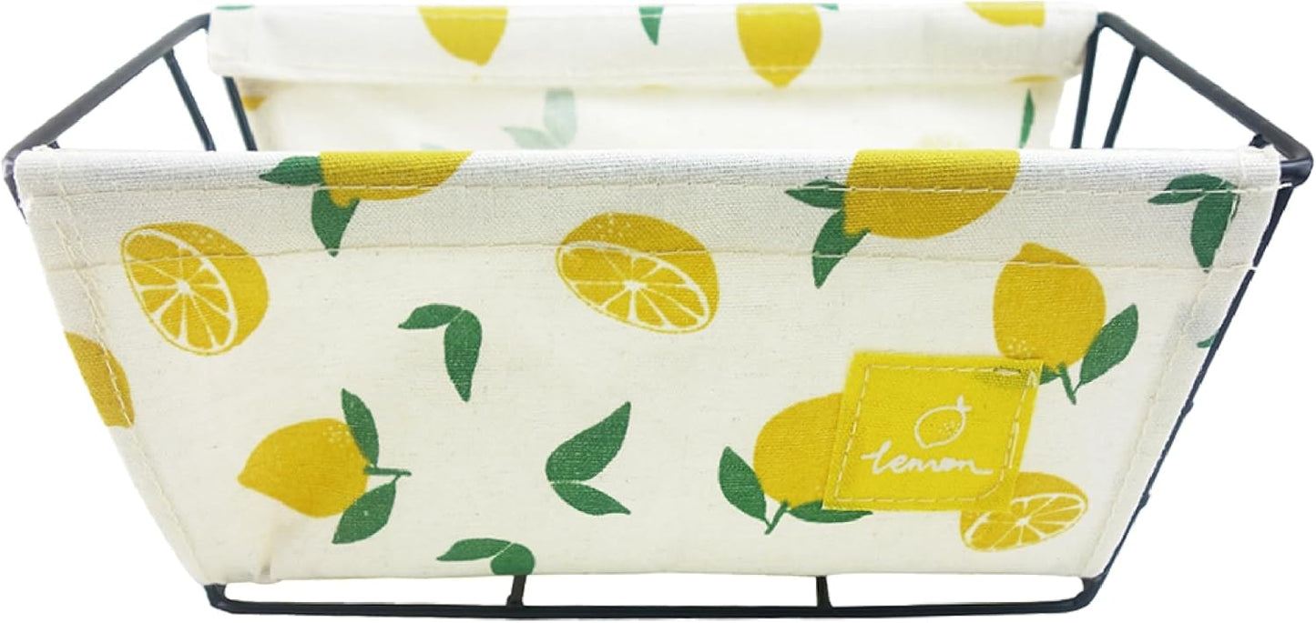 EPOCH Canvas Storage Basket Metal Holder Desk Table Organizer Home Decor Lemon Yellow