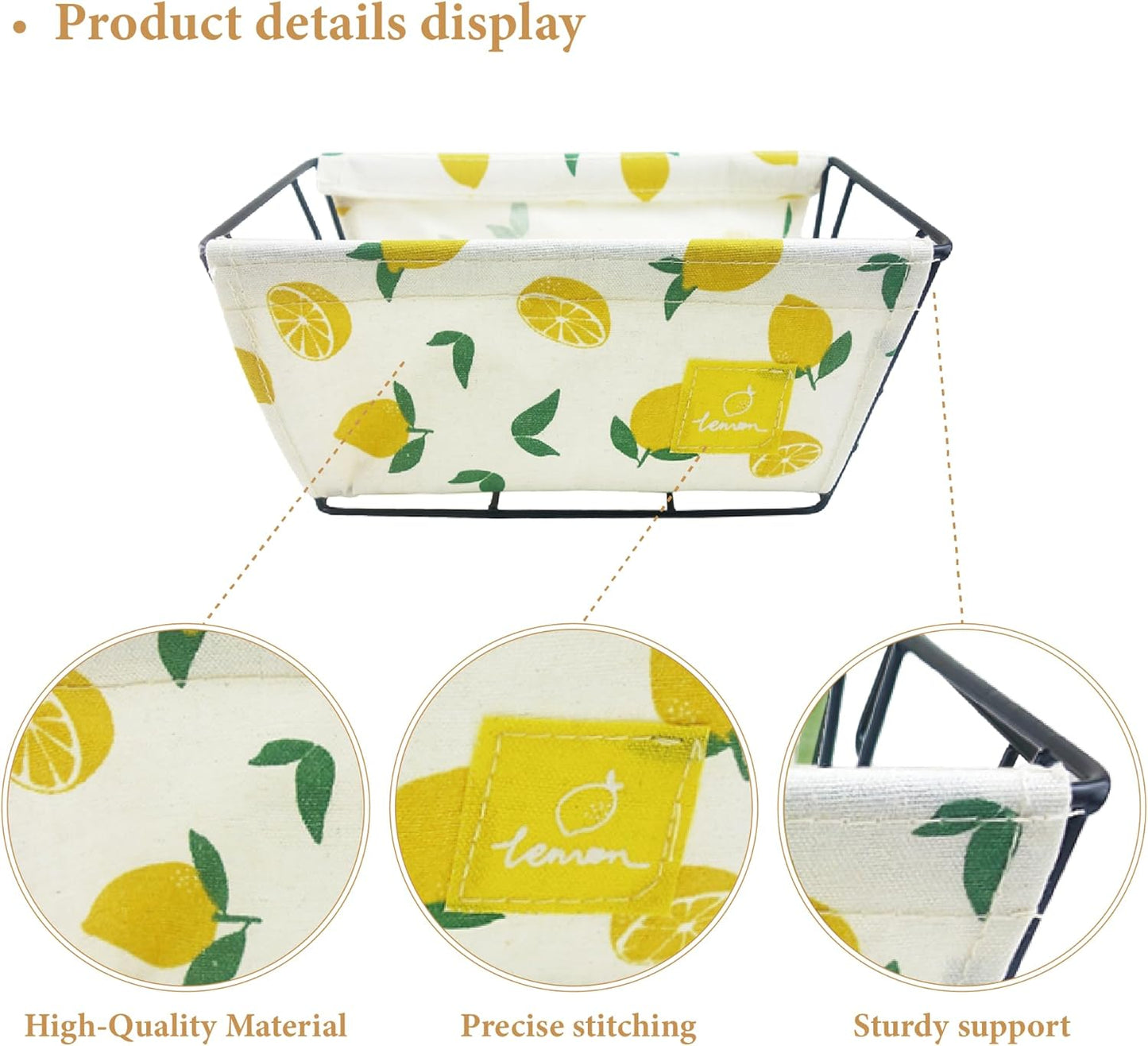 EPOCH Canvas Storage Basket Metal Holder Desk Table Organizer Home Decor Lemon Yellow