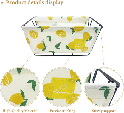 EPOCH Canvas Storage Basket Metal Holder Desk Table Organizer Home Decor Lemon Yellow