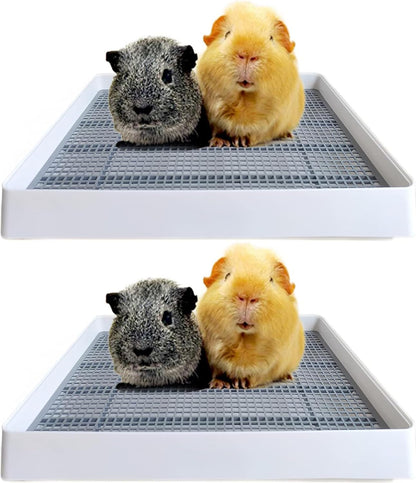 Rabbit Litter Box – Training Potty Tray for Guinea Pig & Small Pets · Spacious Grid Pan with Low Entrance, Easy-Clean & Odor-Resistant—Helps Keep a Clean Cage and Reduce Mess