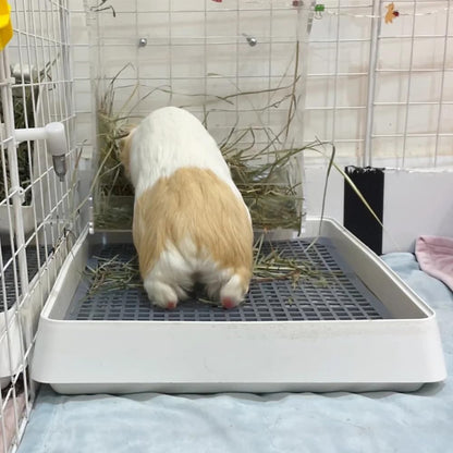 Rabbit Litter Box – Training Potty Tray for Guinea Pig & Small Pets · Spacious Grid Pan with Low Entrance, Easy-Clean & Odor-Resistant—Helps Keep a Clean Cage and Reduce Mess