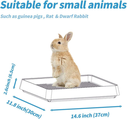 Rabbit Litter Box – Training Potty Tray for Guinea Pig & Small Pets · Spacious Grid Pan with Low Entrance, Easy-Clean & Odor-Resistant—Helps Keep a Clean Cage and Reduce Mess