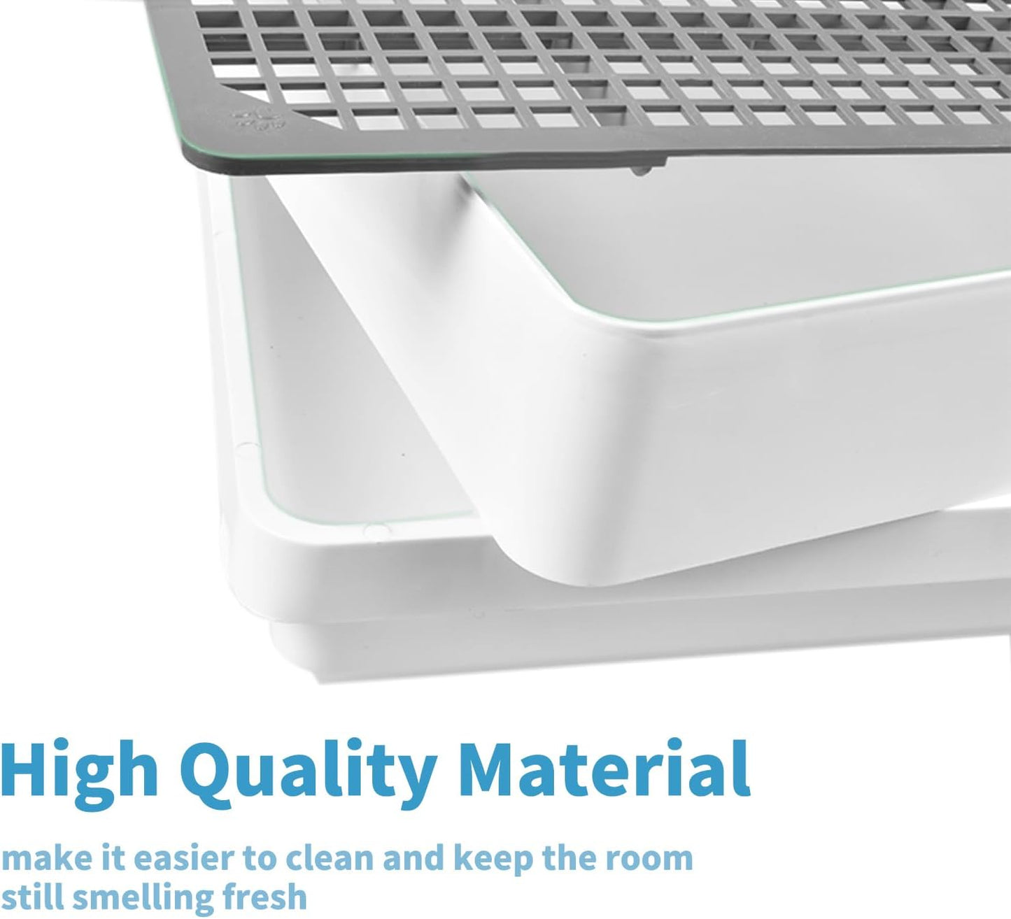 Rabbit Litter Box – Training Potty Tray for Guinea Pig & Small Pets · Spacious Grid Pan with Low Entrance, Easy-Clean & Odor-Resistant—Helps Keep a Clean Cage and Reduce Mess
