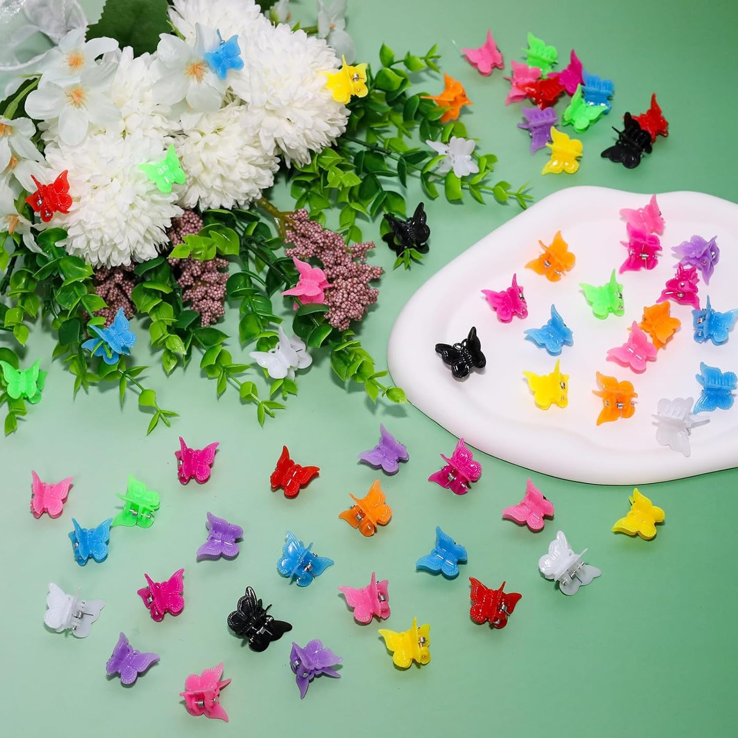 100 Pack Yellow Butterfly Hair Clips Pastel Mini Cute Butterfly Hair Clips Accessories for 90S Women and Girls (Yellow)