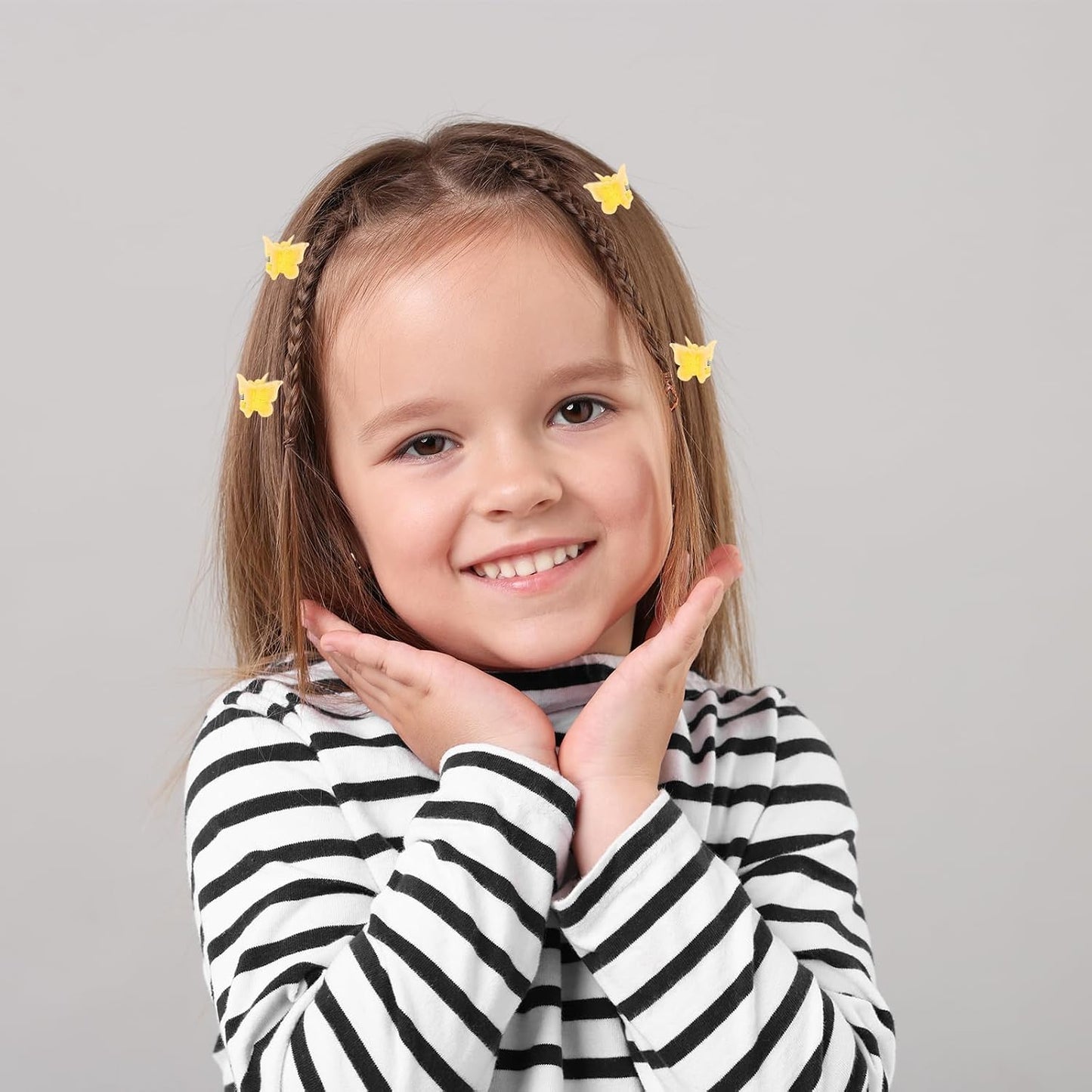 100 Pack Yellow Butterfly Hair Clips Pastel Mini Cute Butterfly Hair Clips Accessories for 90S Women and Girls (Yellow)