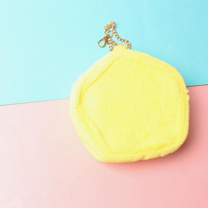 1PC Plush Doll Storage Bag - Cute Yellow Organizer with Chains, Lightweight Polyester Pouch for Anime Fans, Cosplay & Everyday Carry