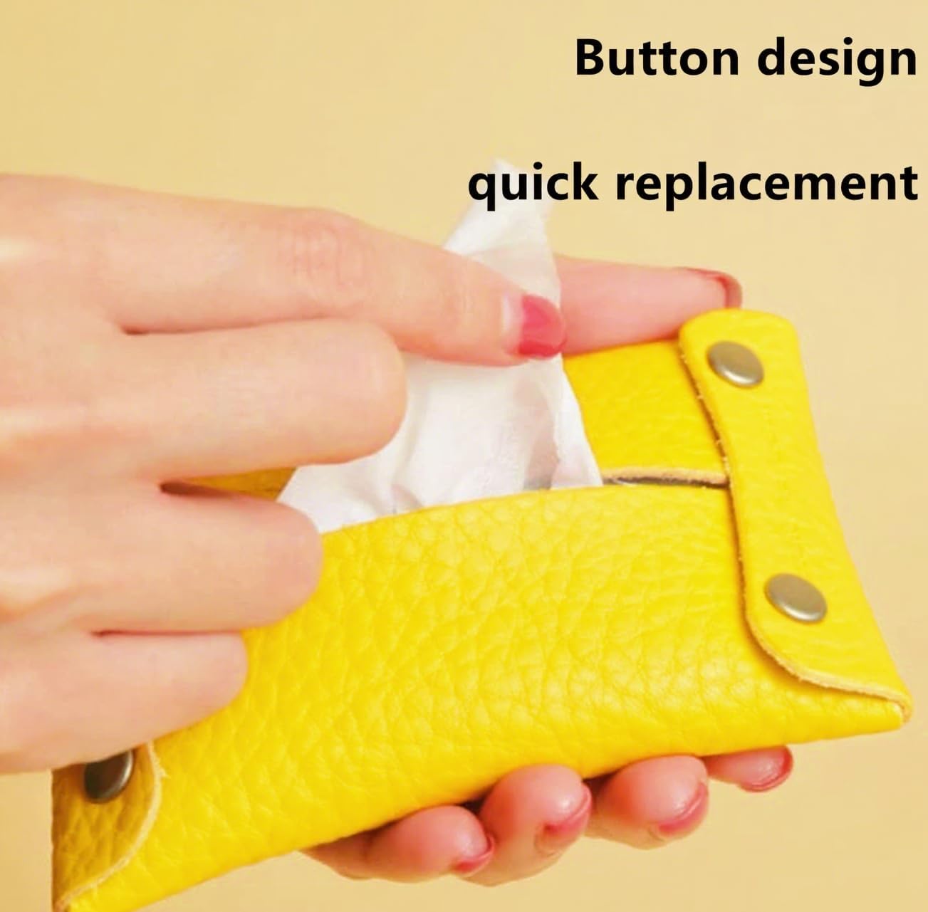 Pocket Tissue Holder for Purse, Soft Tissue Box Reusable Tissue Travel Pouch Paper Box Bag for Face Towels (Yellow)