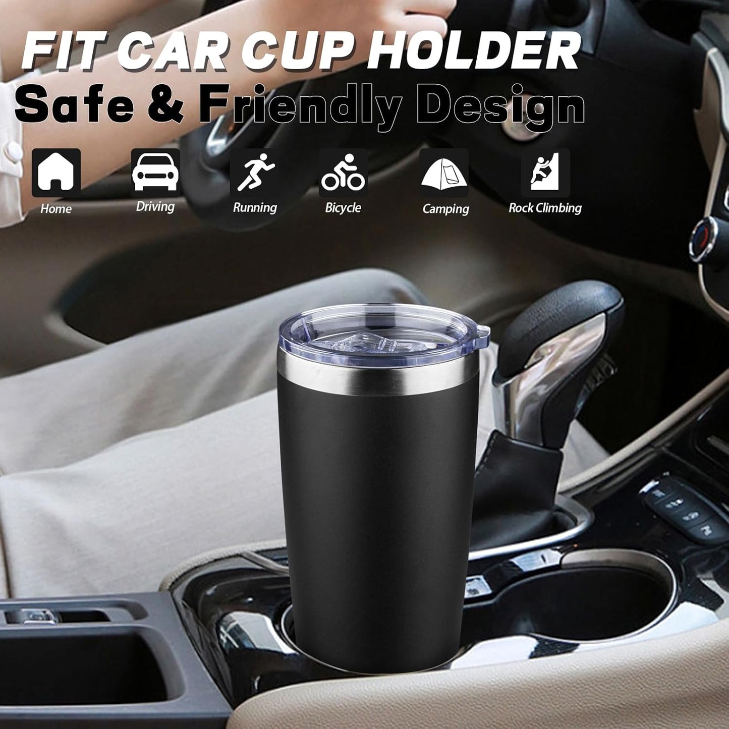 20 oz Tumbler with Lids and Straws, Stainless Steel Insulated Coffee Tumbler, Double Wall Vacuum Insulated Travel Mug Cup, Leakproof Thermal Coffee Cup for Hot and Cold Drinks (Yellow)