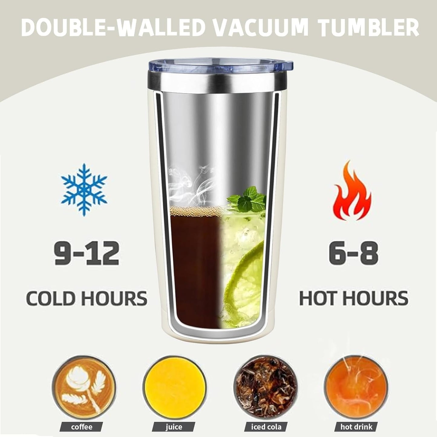 20 oz Tumbler with Lids and Straws, Stainless Steel Insulated Coffee Tumbler, Double Wall Vacuum Insulated Travel Mug Cup, Leakproof Thermal Coffee Cup for Hot and Cold Drinks (Yellow)