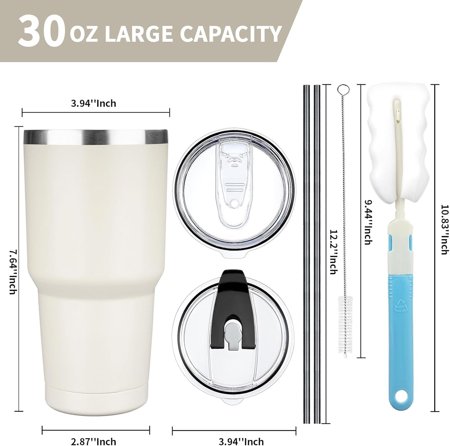 20 oz Tumbler with Lids and Straws, Stainless Steel Insulated Coffee Tumbler, Double Wall Vacuum Insulated Travel Mug Cup, Leakproof Thermal Coffee Cup for Hot and Cold Drinks (Yellow)