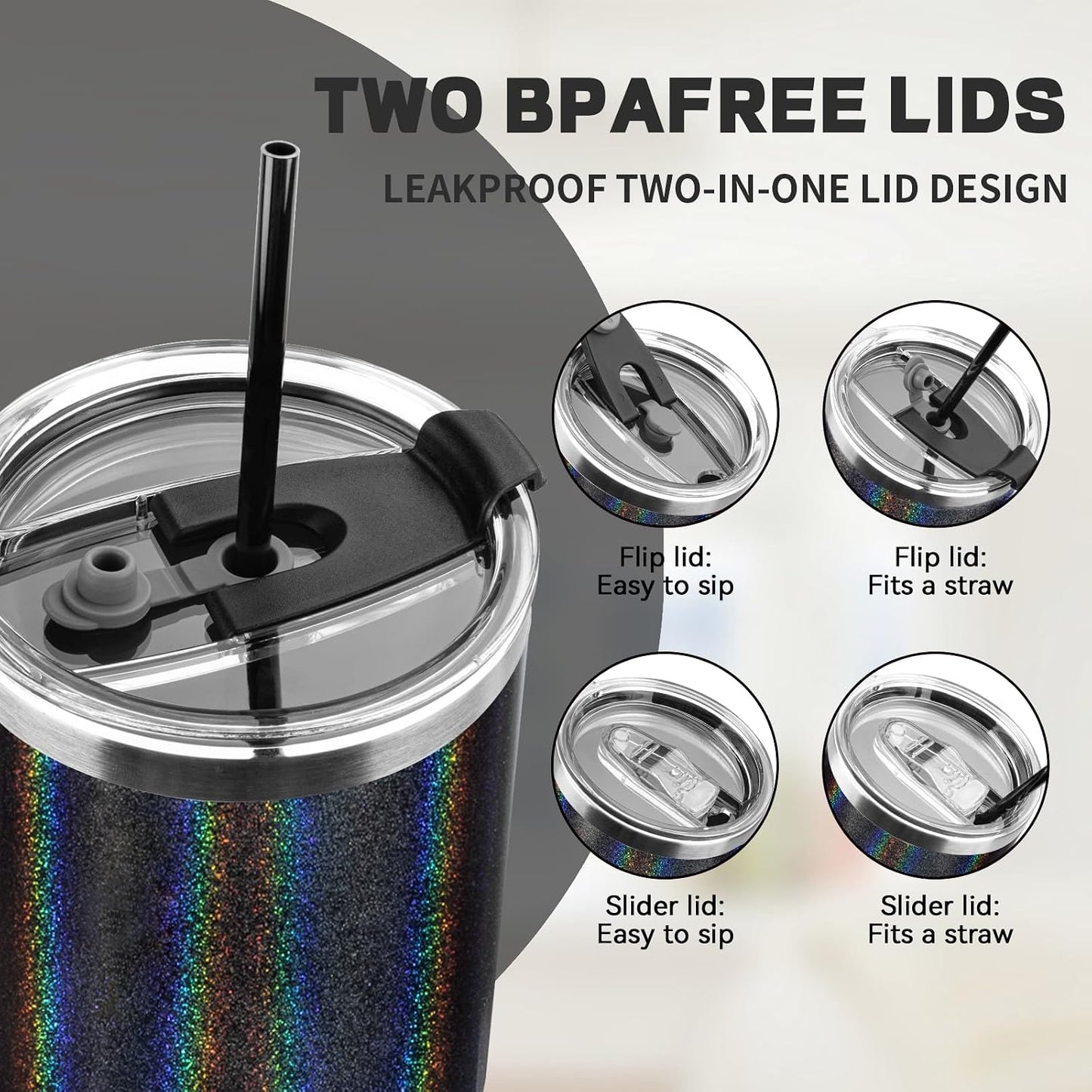 20 oz Tumbler with Lids and Straws, Stainless Steel Insulated Coffee Tumbler, Double Wall Vacuum Insulated Travel Mug Cup, Leakproof Thermal Coffee Cup for Hot and Cold Drinks (Yellow)