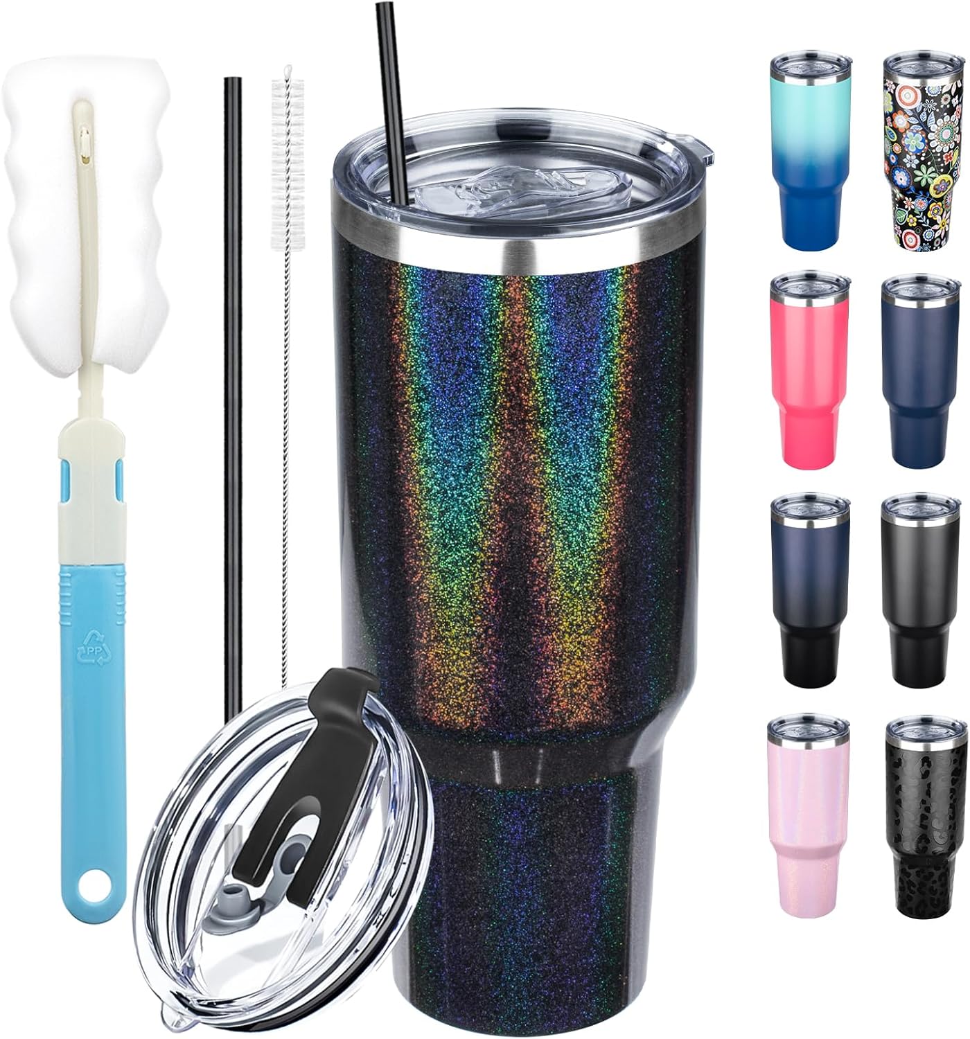 20 oz Tumbler with Lids and Straws, Stainless Steel Insulated Coffee Tumbler, Double Wall Vacuum Insulated Travel Mug Cup, Leakproof Thermal Coffee Cup for Hot and Cold Drinks (Yellow)