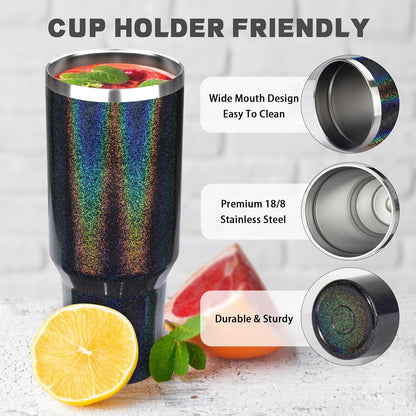 20 oz Tumbler with Lids and Straws, Stainless Steel Insulated Coffee Tumbler, Double Wall Vacuum Insulated Travel Mug Cup, Leakproof Thermal Coffee Cup for Hot and Cold Drinks (Yellow)